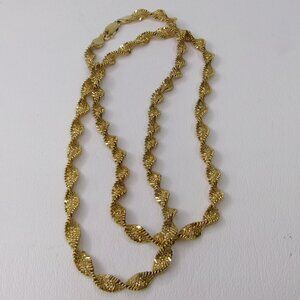 FAS 925 Gold over Sterling Silver 5mm Twisted Herringbone 24" Chain Italy